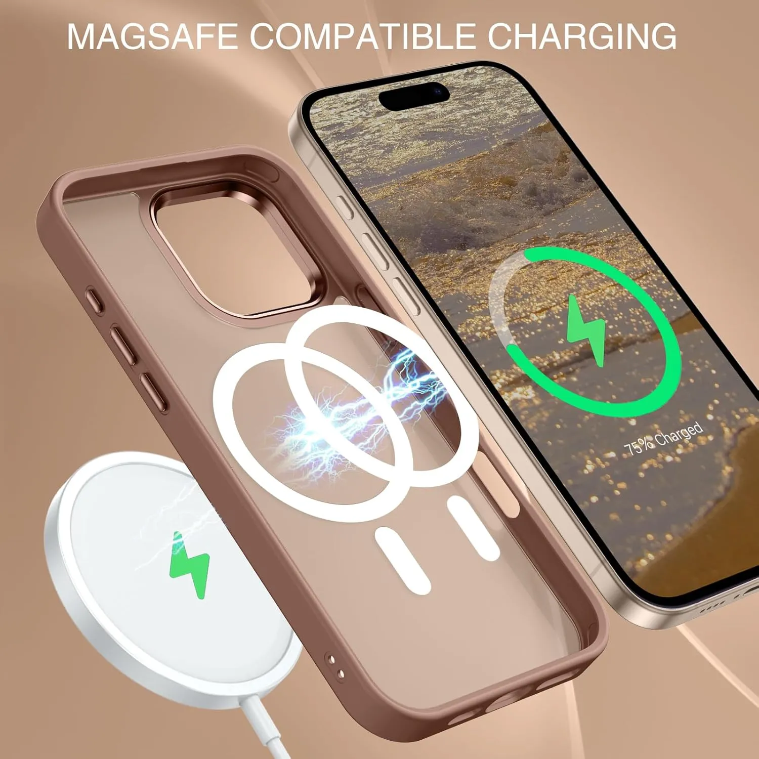 BENTOBEN for iPhone 16 Pro Max Case 2024, Phone case iPhone 16 Pro Max Magnetic Case [Compatible with Mag Safe] Translucent Matte Shockproof Protective Cover 6.9" Desert Titanium