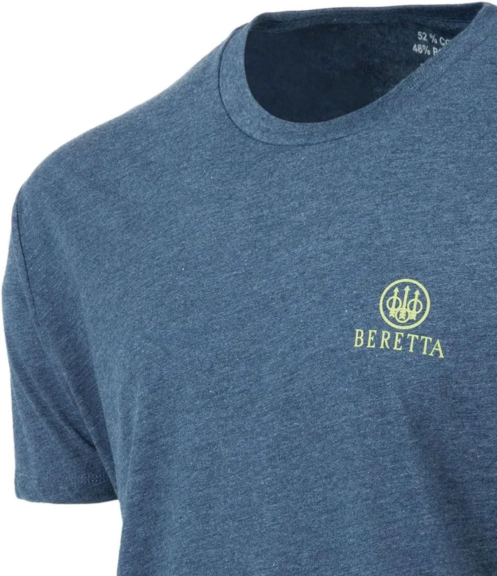 Beretta Men's Legacy Casual Durable Active Wear Ribbed Crew Neck Logo Print Double Needle Hems Short Sleeve T-Shirt