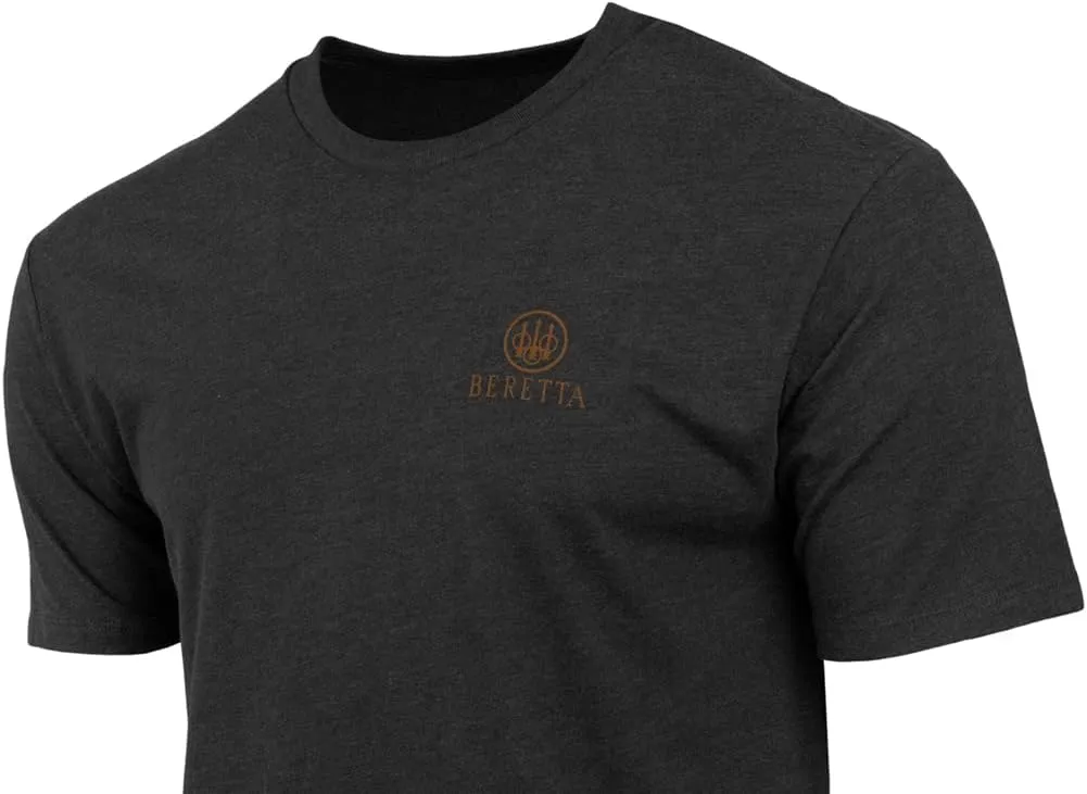 Beretta Men's Legacy Casual Durable Active Wear Ribbed Crew Neck Logo Print Double Needle Hems Short Sleeve T-Shirt