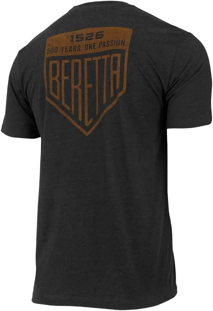 Beretta Men's Legacy Casual Durable Active Wear Ribbed Crew Neck Logo Print Double Needle Hems Short Sleeve T-Shirt