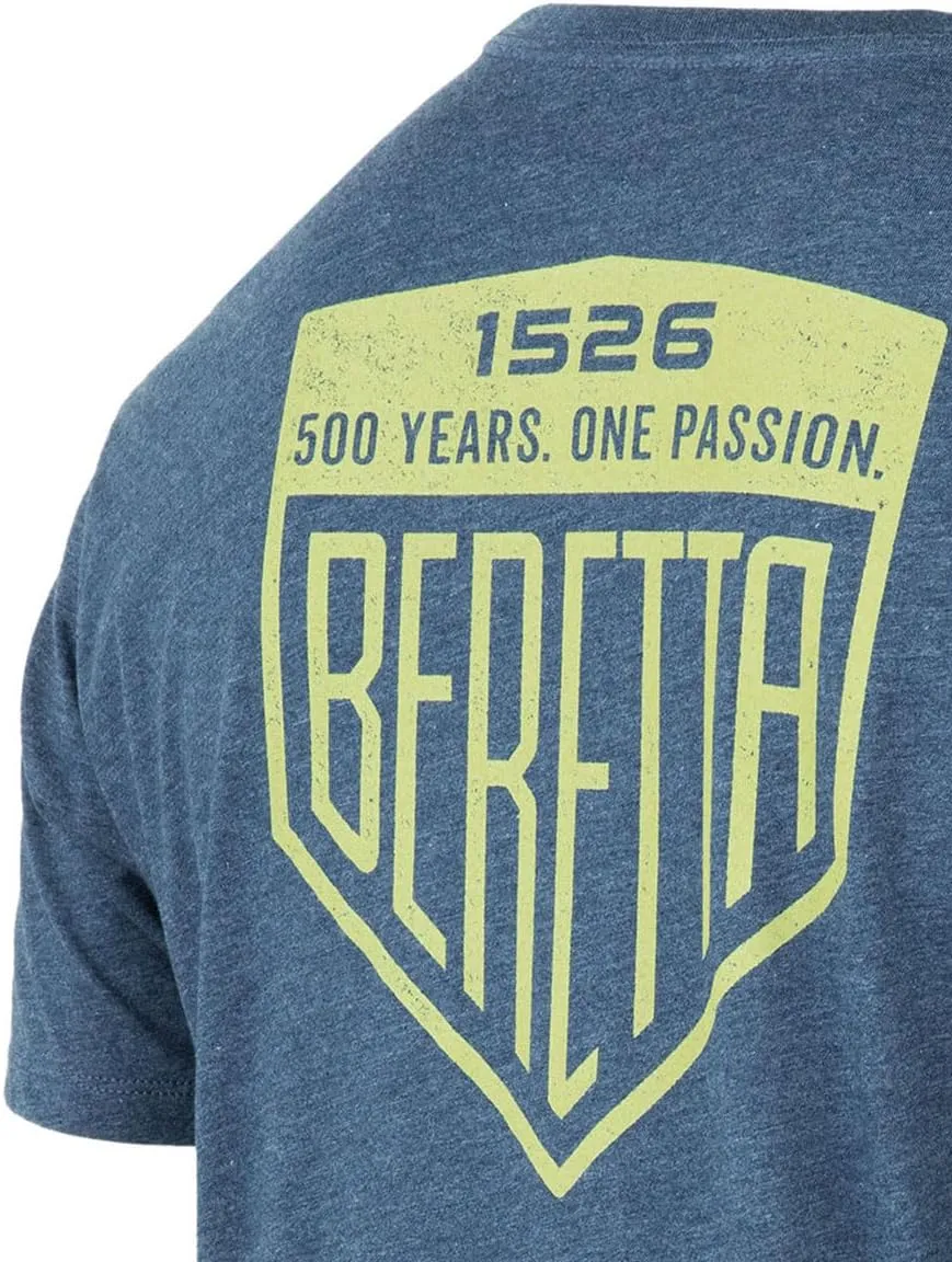 Beretta Men's Legacy Casual Durable Active Wear Ribbed Crew Neck Logo Print Double Needle Hems Short Sleeve T-Shirt