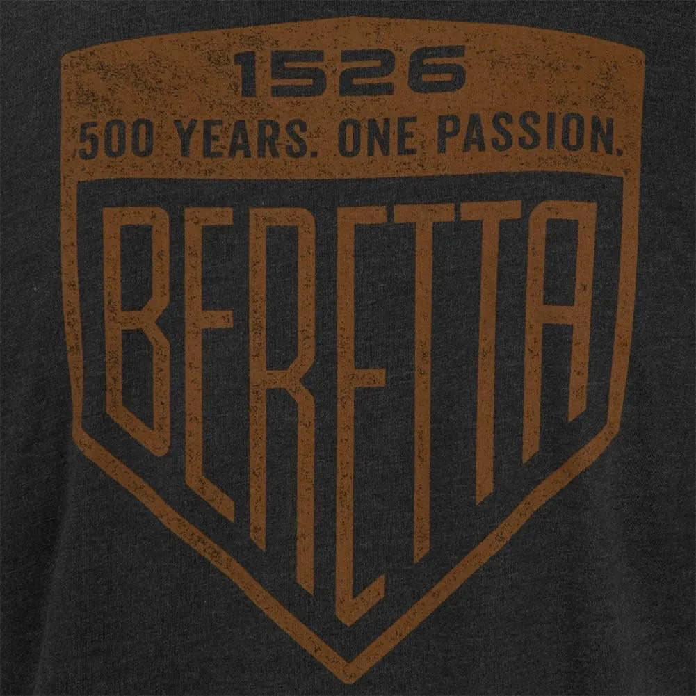 Beretta Men's Legacy Casual Durable Active Wear Ribbed Crew Neck Logo Print Double Needle Hems Short Sleeve T-Shirt