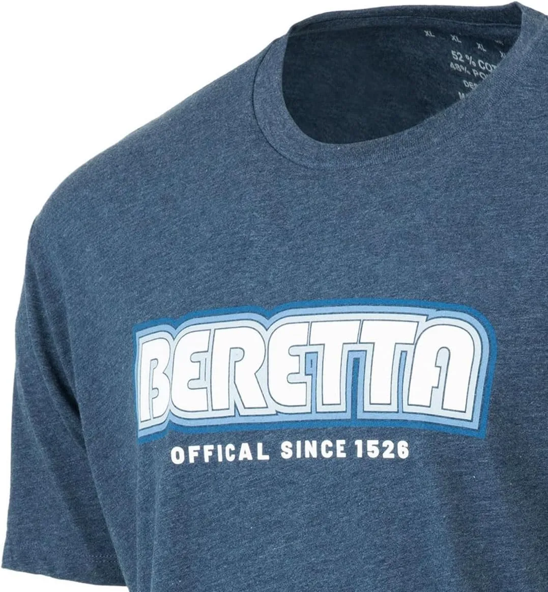 Beretta Men's Retro 2.0 SS Casual Durable Active Wear Ribbed Crew Neck Logo Print Double Needle Hems Short Sleeve T-Shirt