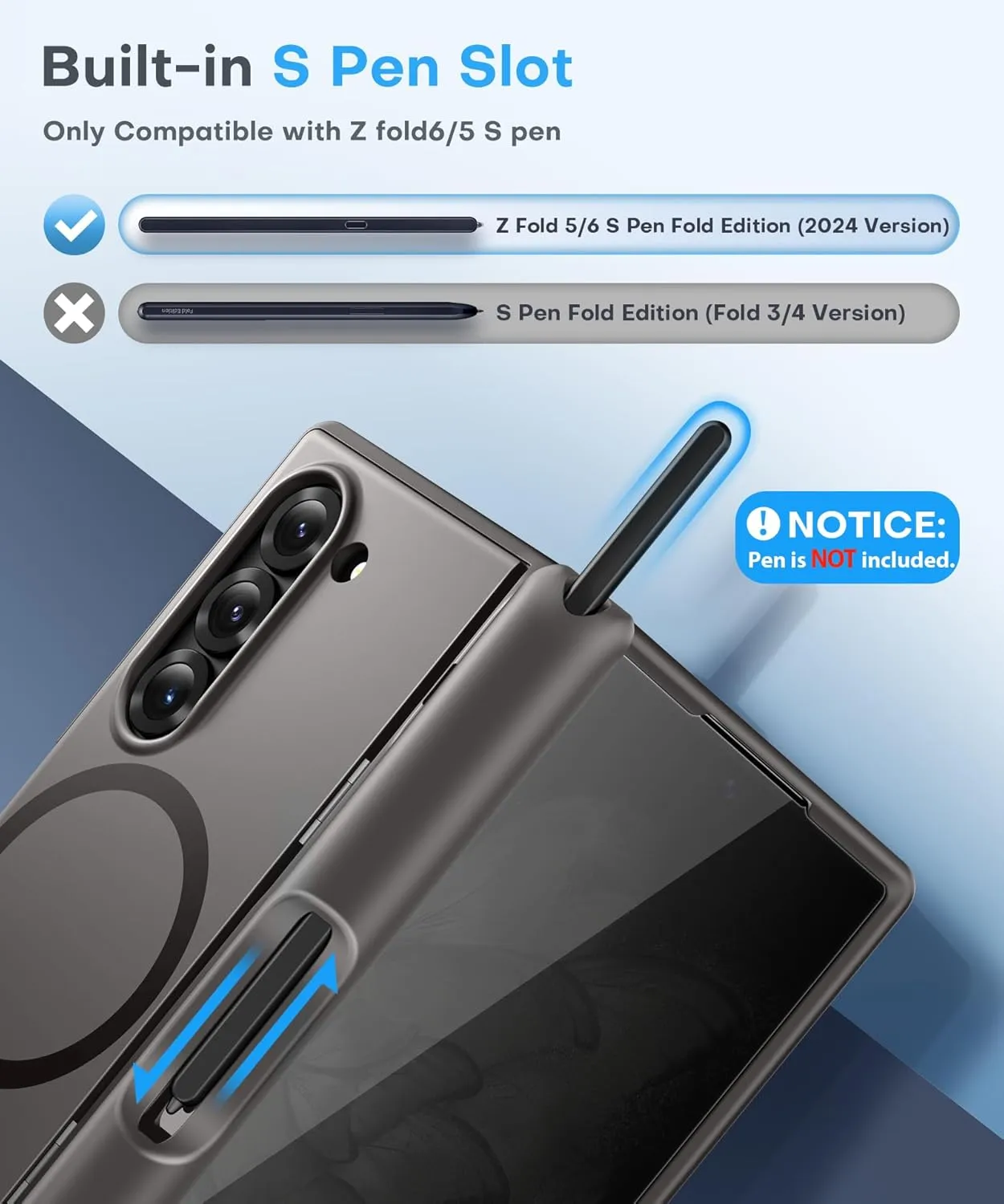 BERFY Magnetic for Samsung Galaxy Z Fold 6 Case with Privacy Screen Protector, [Compatible with MagSafe][Anti Spy]Built-in S Pen Holder & Kickstand, Full-Body Shockproof Phone Case for Z Fold 6, Grey
