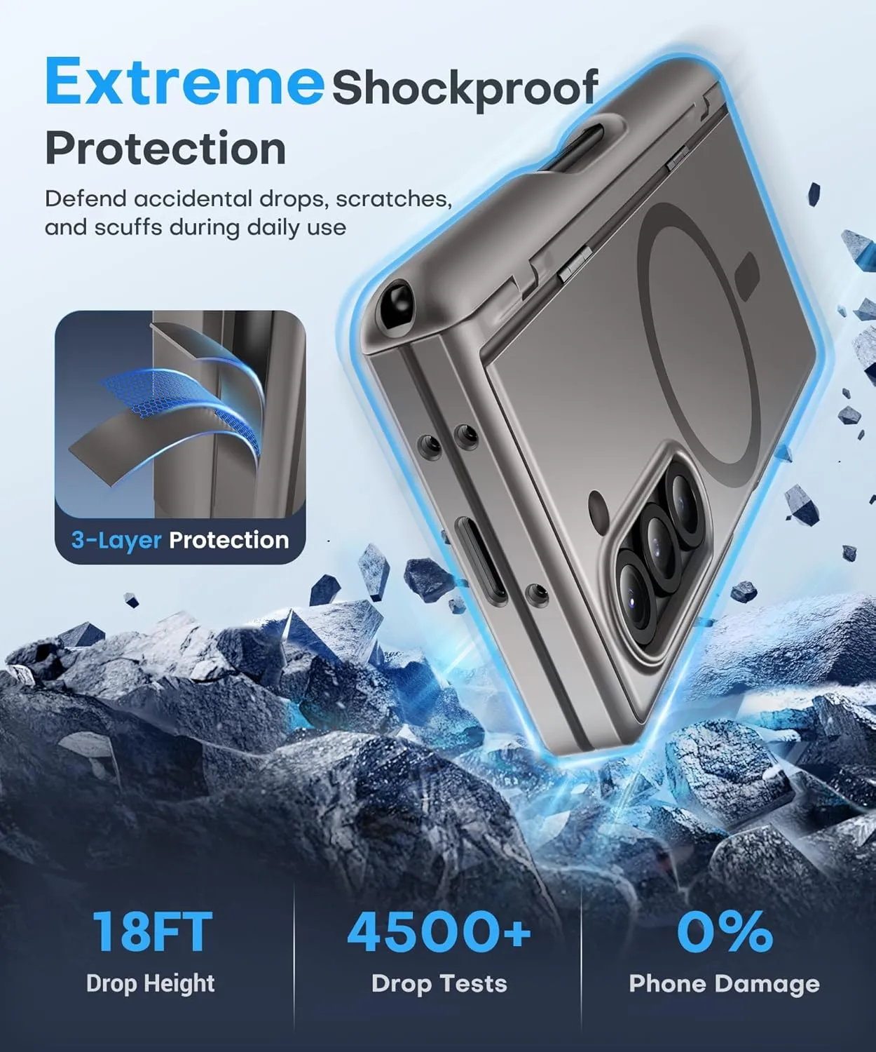 BERFY Magnetic for Samsung Galaxy Z Fold 6 Case with Privacy Screen Protector, [Compatible with MagSafe][Anti Spy]Built-in S Pen Holder & Kickstand, Full-Body Shockproof Phone Case for Z Fold 6, Grey