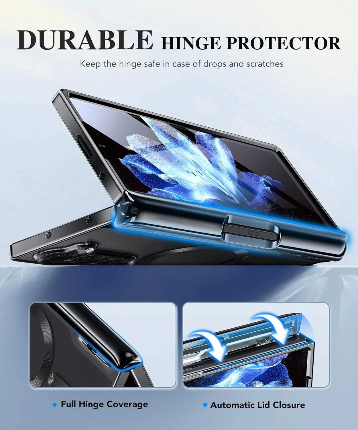 BERFY Upgraded Magnetic for Z Fold 6 Case with S Pen Holder, Compatible with Magsafe,[Built-in Screen Protector & Hinge Protection] Full-Body Plating Slim Phone Case for Samsung Galaxy Z Fold 6, Black