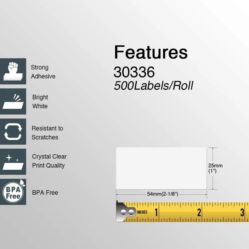BETCKEY - Compatible DYMO 30336 (1" x 2-1/8") Rerurn Address Labels - Compatible with DYMO Labelwriter 450, 4XL, NOT FIT 550 & 5XL [10 Rolls/5000 Labels]