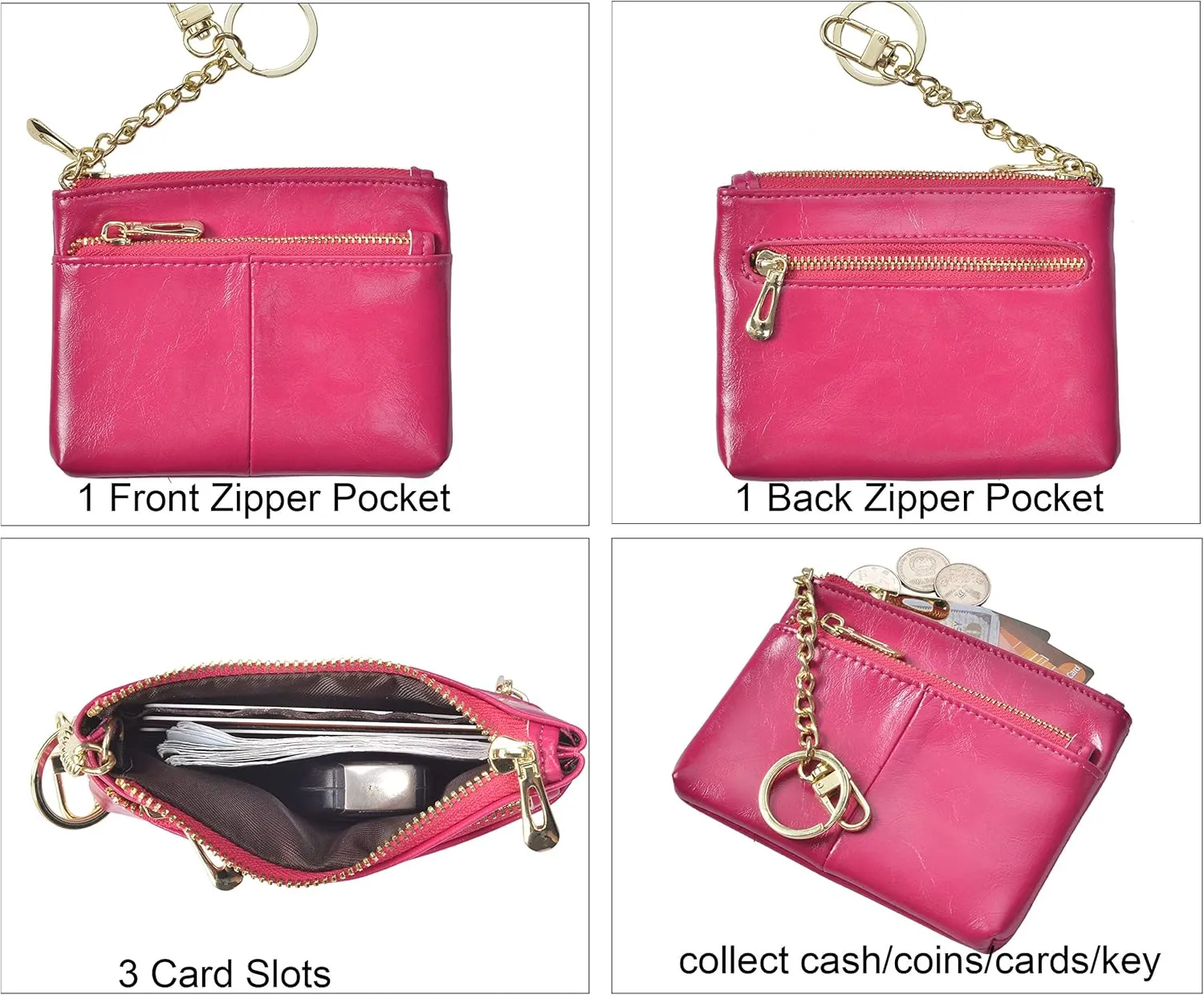 Beurlike Womens RFID Coin Purse Change Wallet Small Leather Card Holder Keychain