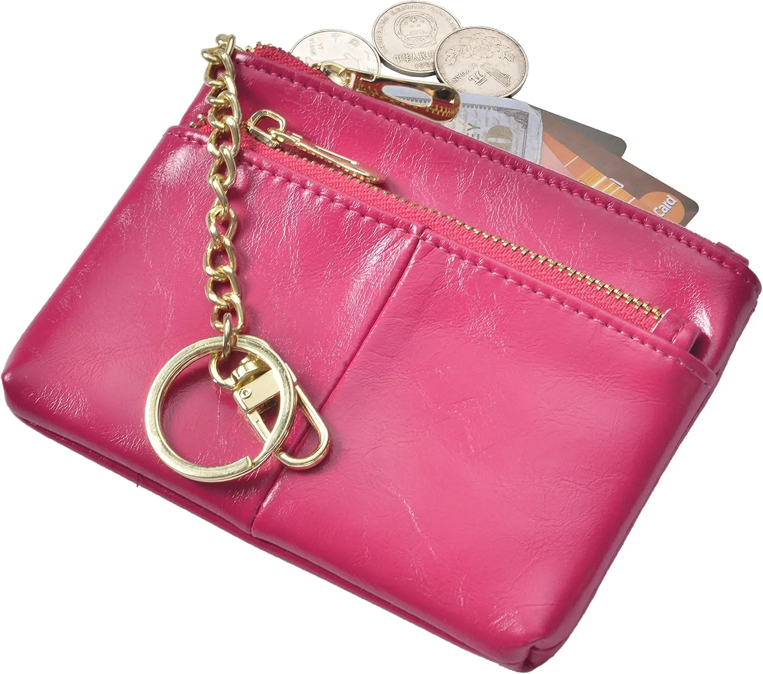 Beurlike Womens RFID Coin Purse Change Wallet Small Leather Card Holder Keychain