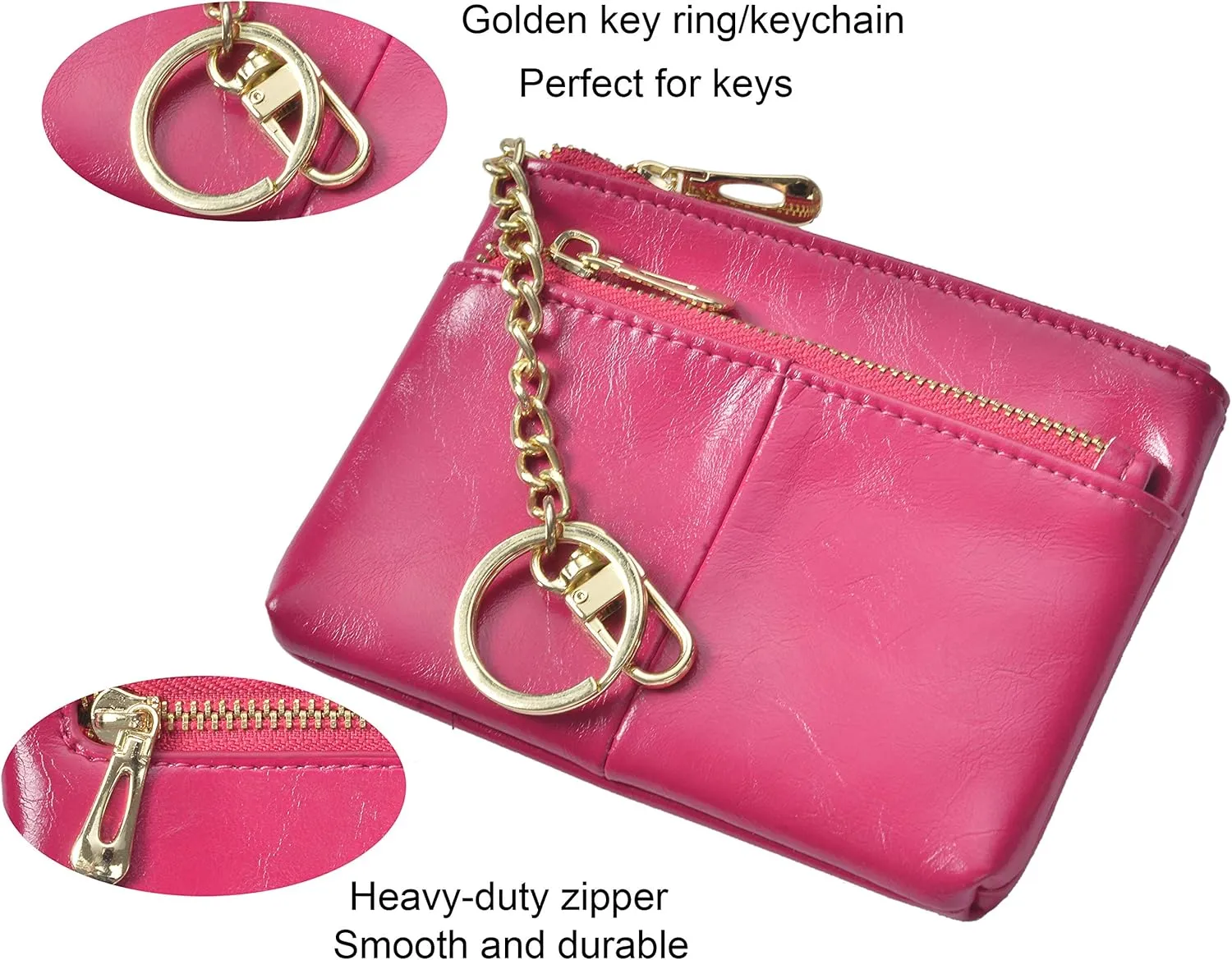 Beurlike Womens RFID Coin Purse Change Wallet Small Leather Card Holder Keychain