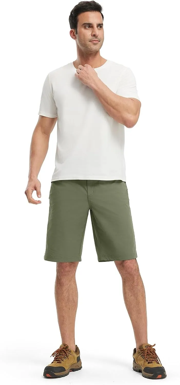 BGOWATU Men's Golf Shorts Stretch Casual Dress Work Shorts Hiking Shorts with 4 Pockets 11 Inch Inseam Lightweight