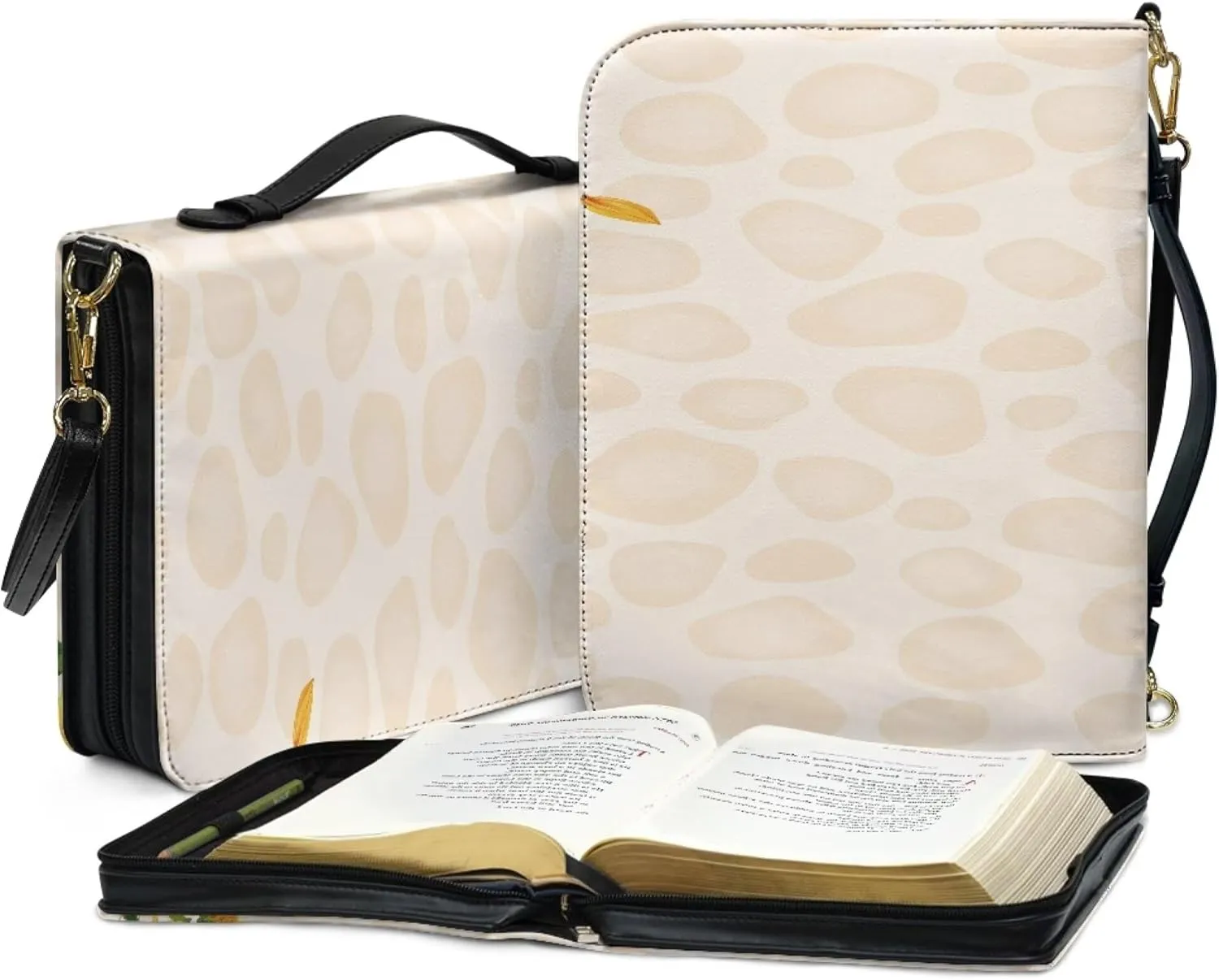 Bible Cover Extra Large Leather Study Bible Carrying Case with Zipper Pocket for Library Church Picnic Hiking