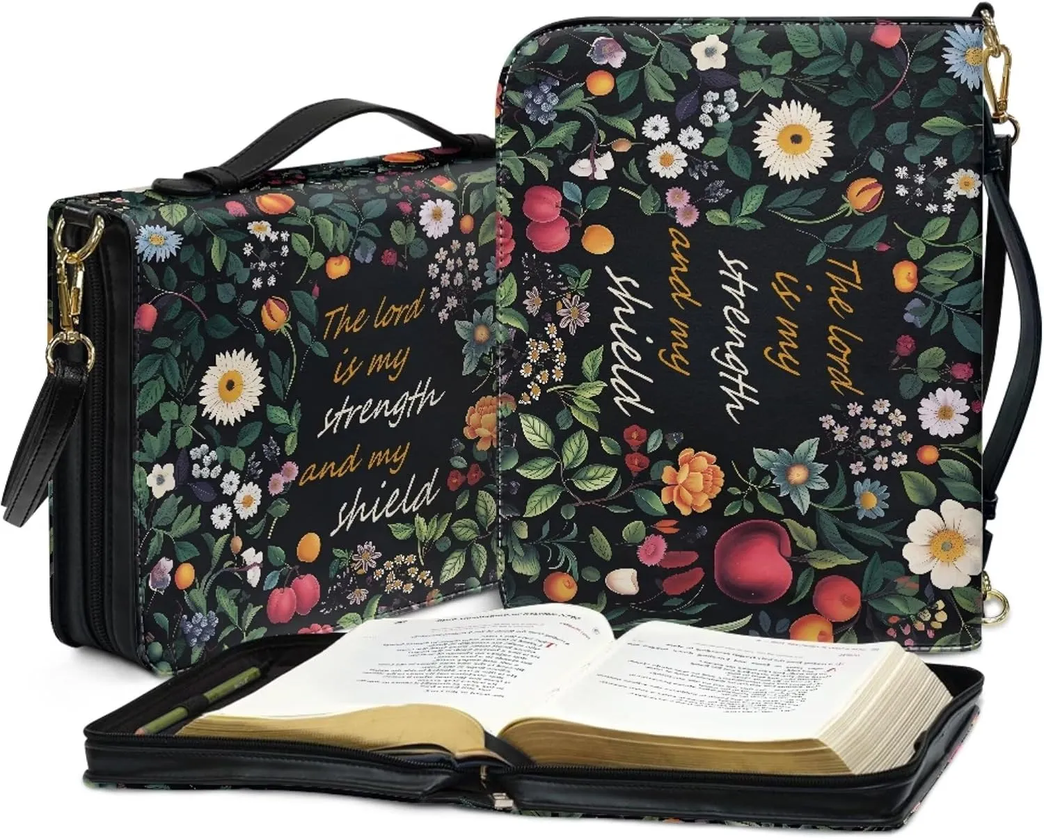 Bible Cover Extra Large Leather Study Bible Carrying Case with Zipper Pocket for Library Church Picnic Hiking
