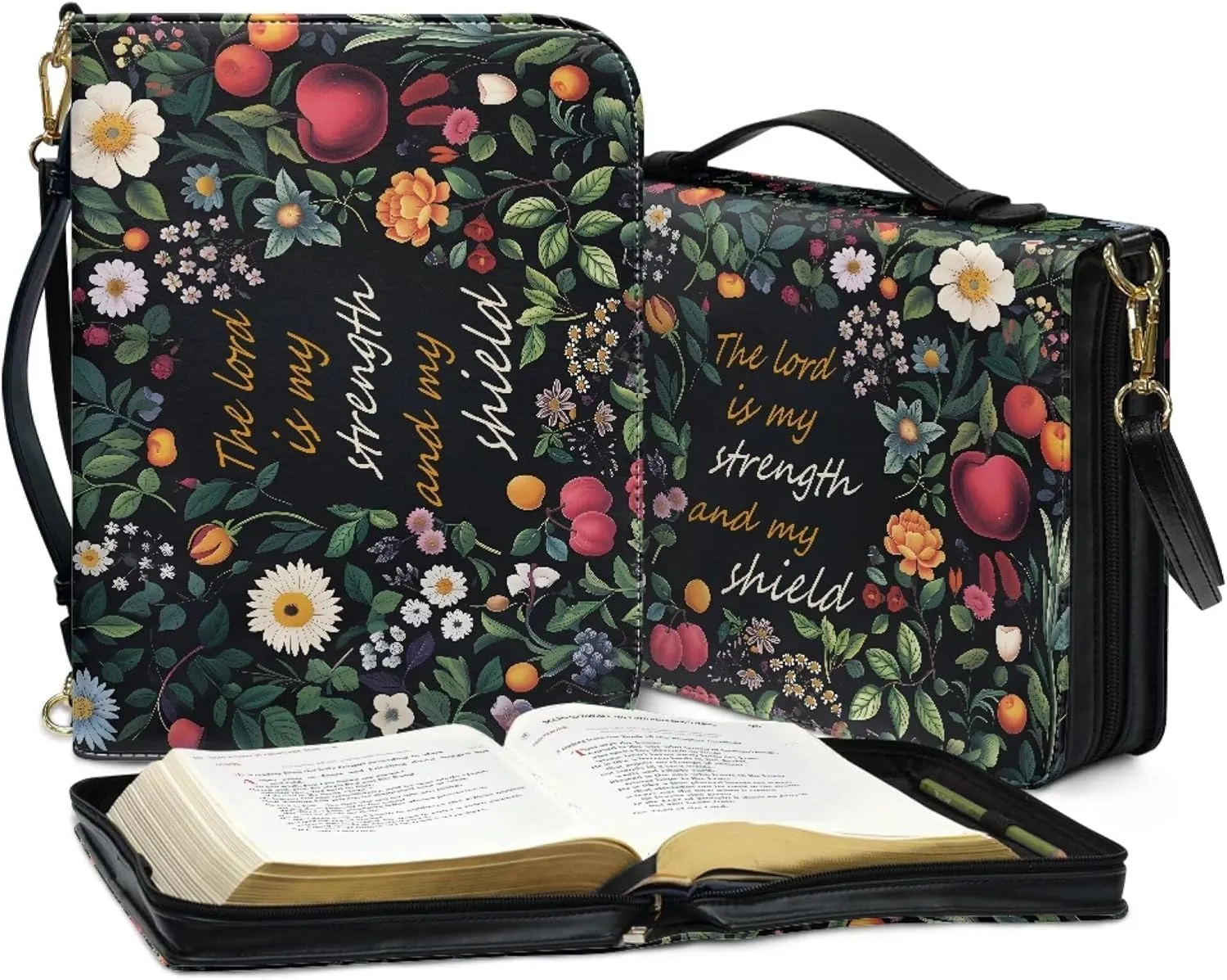 Bible Cover Extra Large Leather Study Bible Carrying Case with Zipper Pocket for Library Church Picnic Hiking