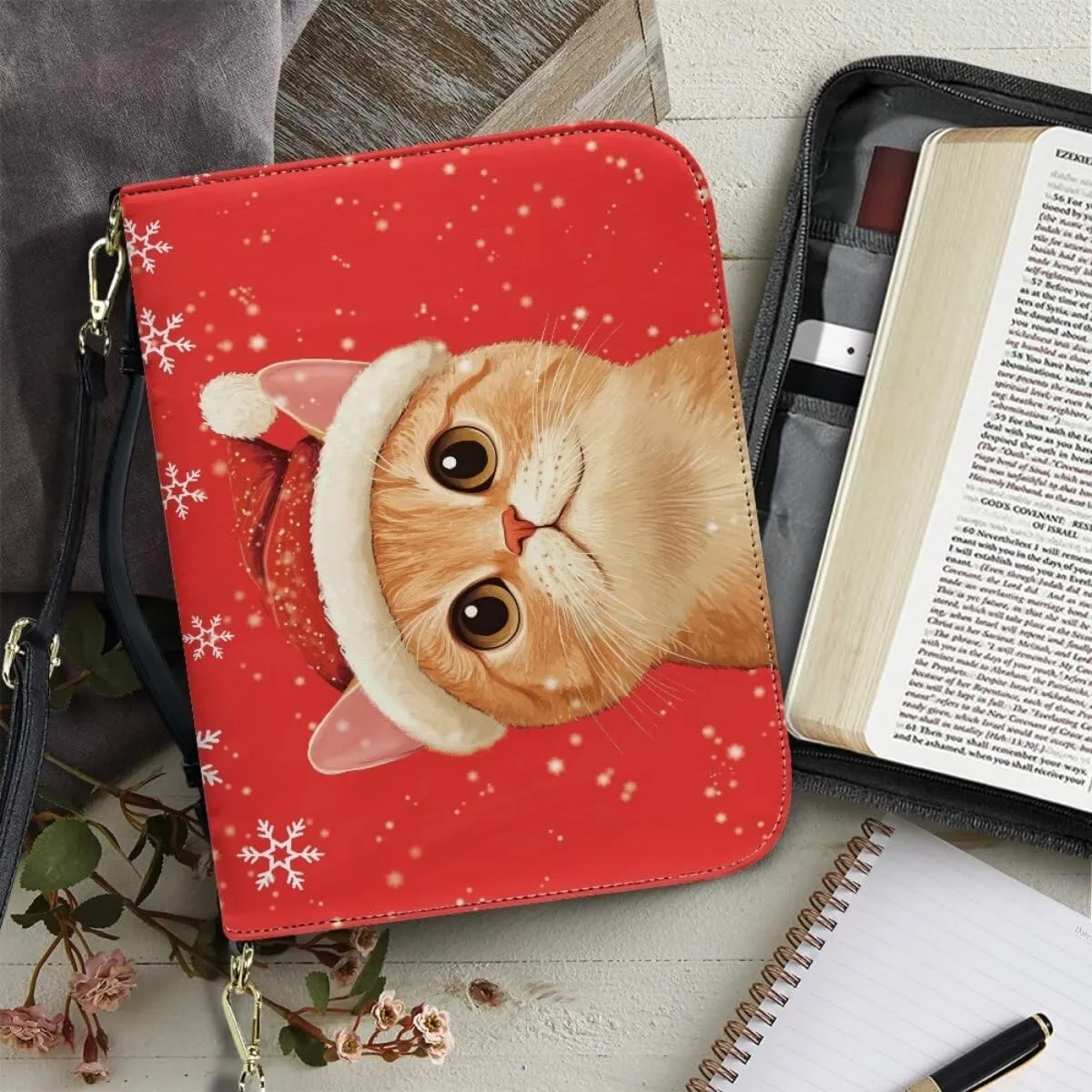 Bible Cover Extra Large Leather Study Bible Carrying Case with Zipper Pocket for Library Church Picnic Hiking