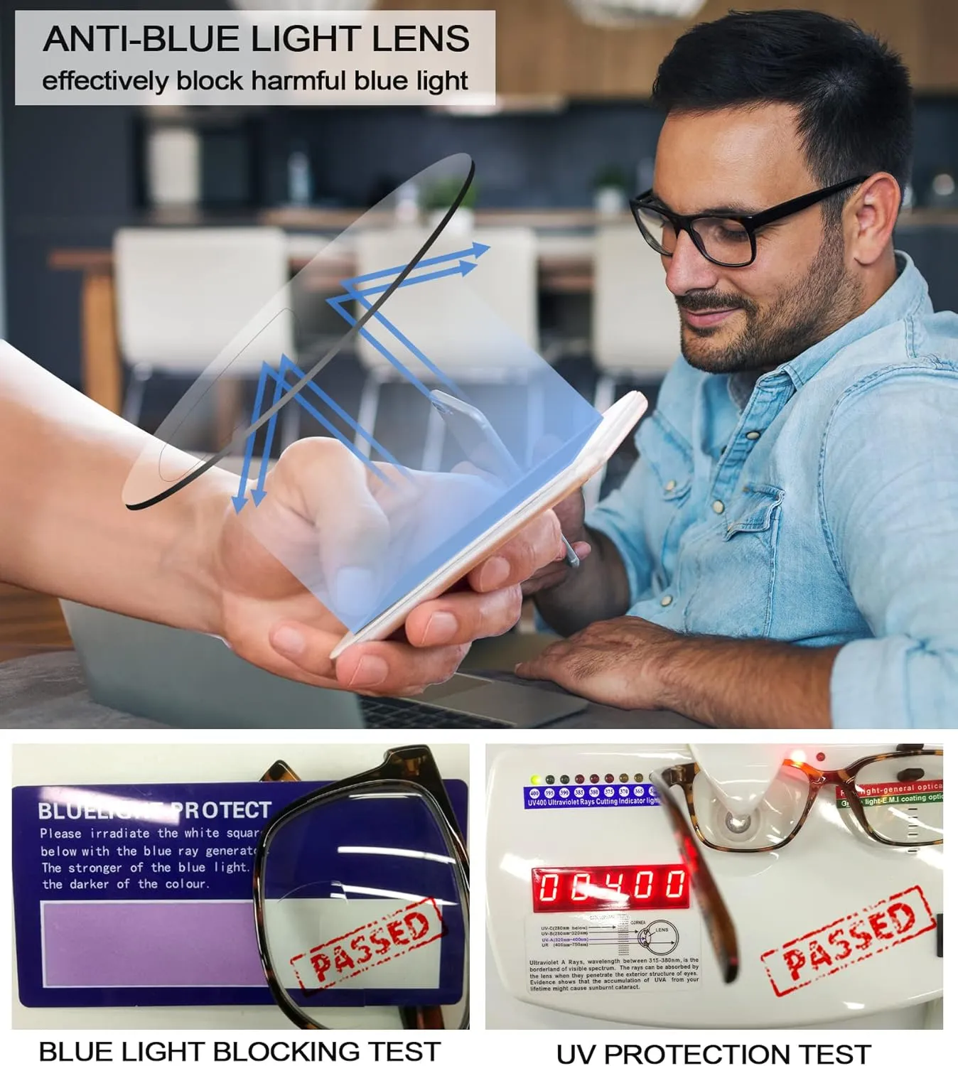 Bifocal Reading Glasses Men Blue Light Blocking Computer Readers 1.0 1.25 1.5 1.75 2.0 2.25 2.5 2.75 3.0 3.25 3.5