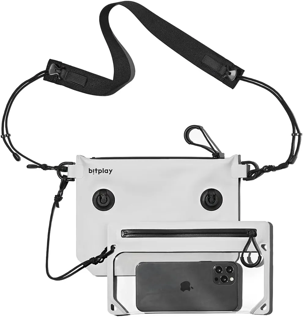 bitplay AquaSeal Sacoche White - Dry Bag/Phone Pouch with Adjustable Strap for Phone and Valuables