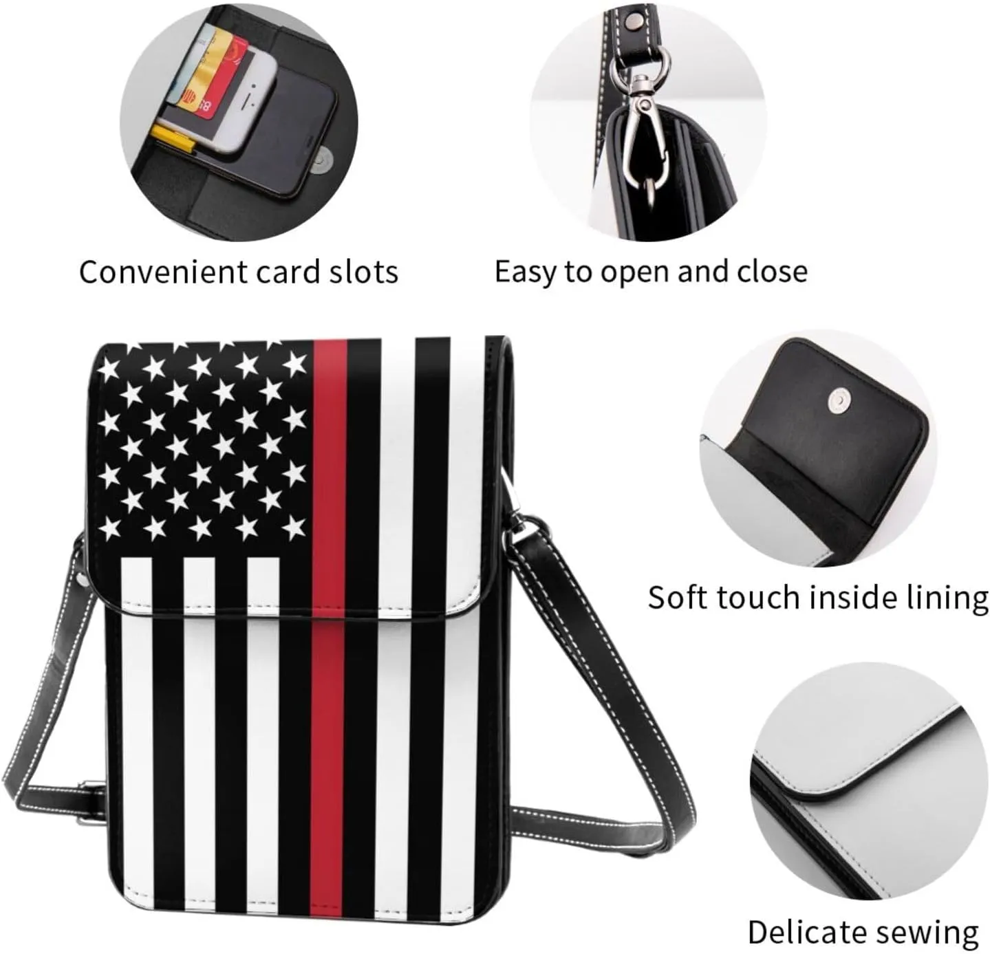 Black and White Cow Print Leather Crossbody Cell Phone Purse Small Wallet Bags Adjustable Phone Bag for Women