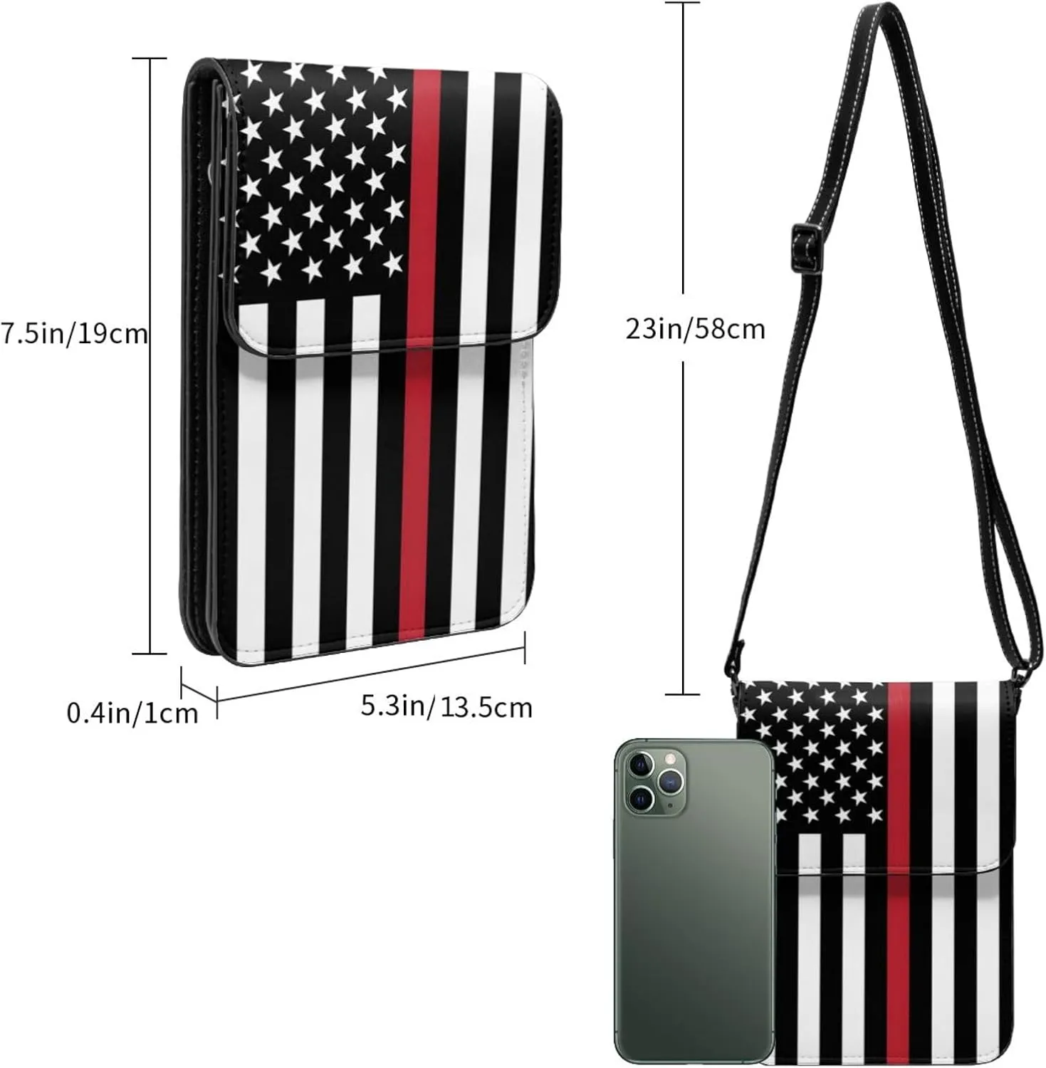 Black and White Cow Print Leather Crossbody Cell Phone Purse Small Wallet Bags Adjustable Phone Bag for Women