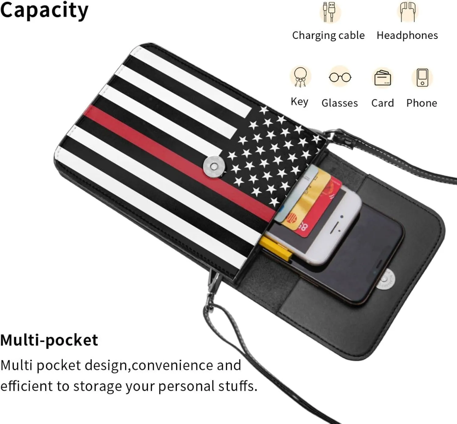 Black and White Cow Print Leather Crossbody Cell Phone Purse Small Wallet Bags Adjustable Phone Bag for Women