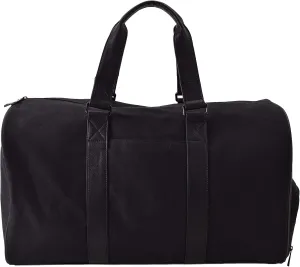 Black Canvas Duffel Bag | Travel | 100 Cotton | Vegan Leather handles & trim | Carry-on luggage | Weekender | Gym Bag | Shoe compartment | Detachable shoulder strap