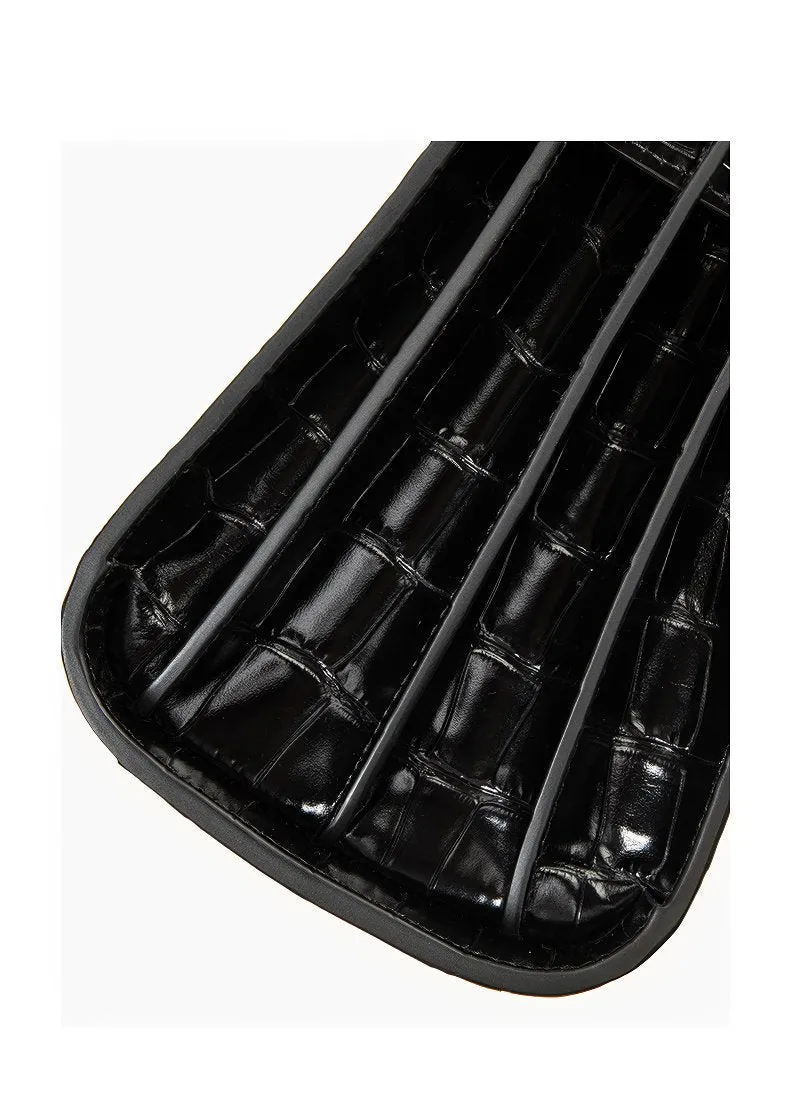 Black Croc-Effect Leather Small Tote