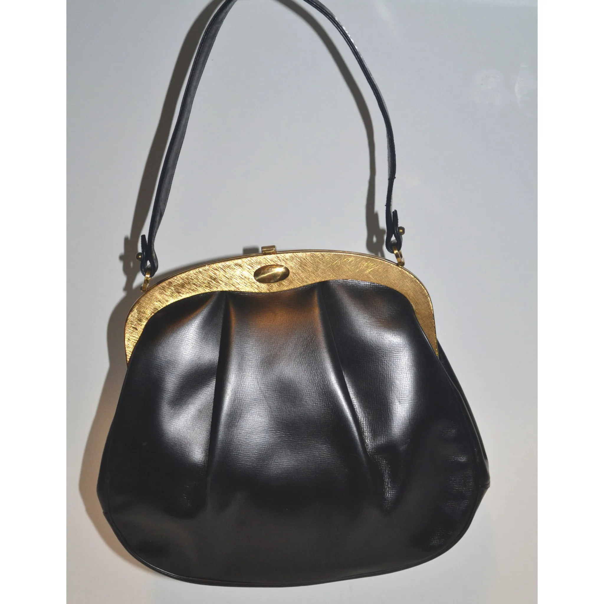 Black Leather Pleated Purse By Susan Gail