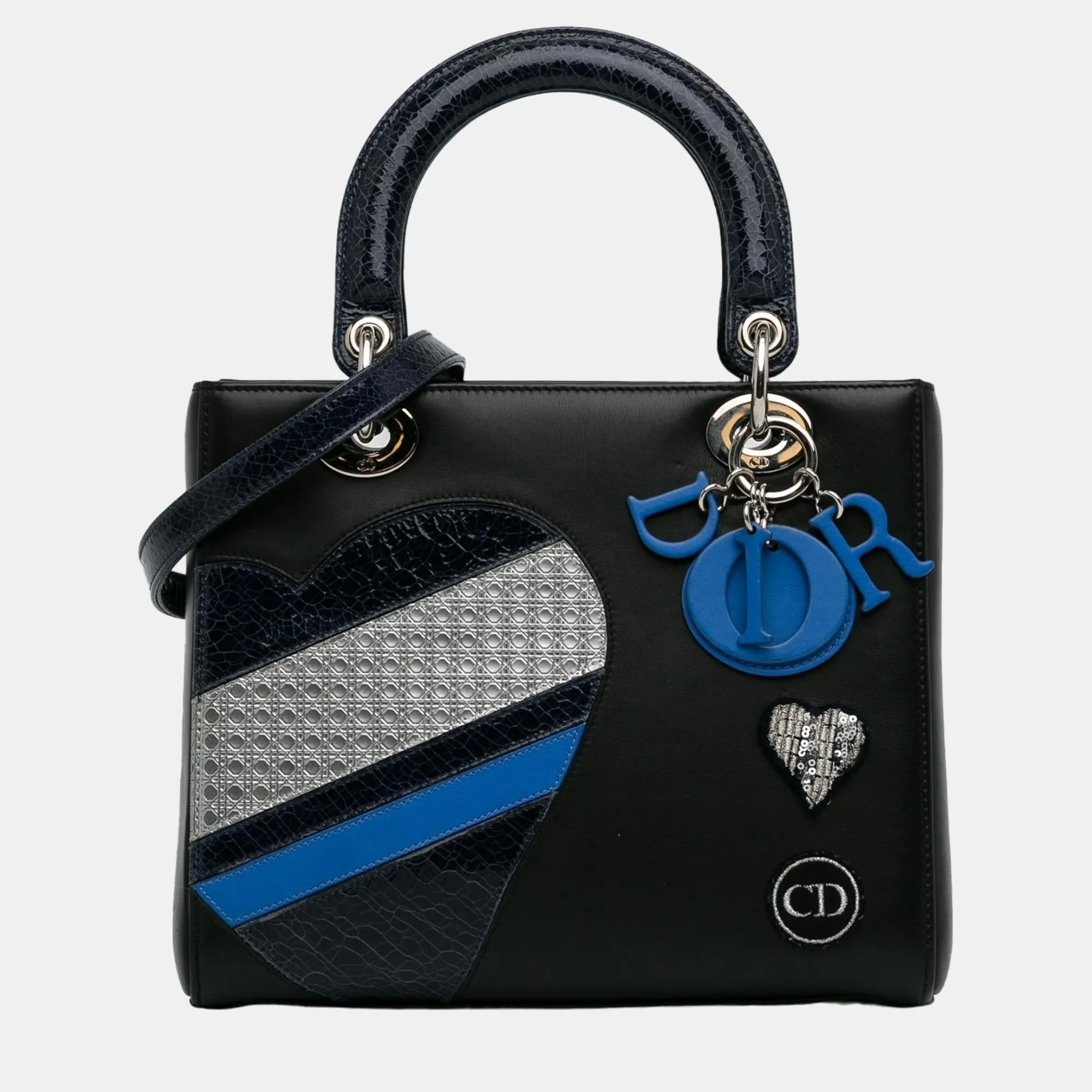 Black Medium Calfskin Patch Embellished Lady Dior