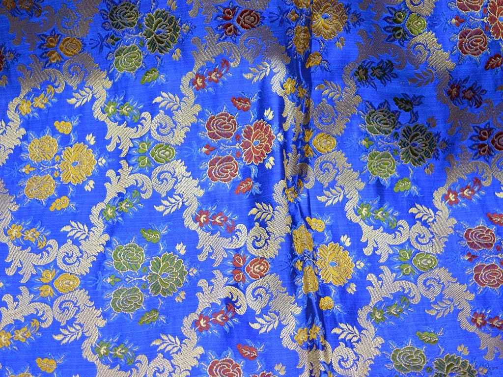 Blue Banarasi Brocade Fabric by the Yard Indian for Wedding Dress Lehenga Bridesmaid party wear Sewing Crafting Costume Dress Material