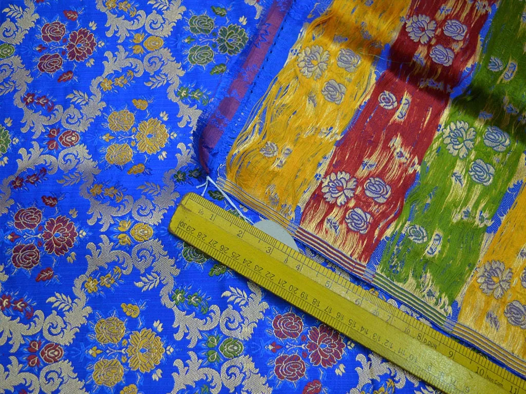 Blue Banarasi Brocade Fabric by the Yard Indian for Wedding Dress Lehenga Bridesmaid party wear Sewing Crafting Costume Dress Material