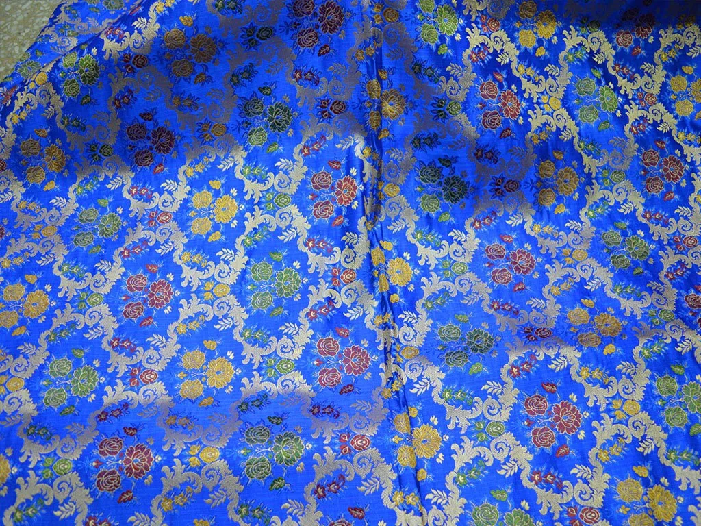 Blue Banarasi Brocade Fabric by the Yard Indian for Wedding Dress Lehenga Bridesmaid party wear Sewing Crafting Costume Dress Material