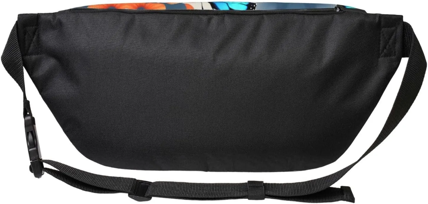 Blue Butterfly Fanny Pack Crossbody Sling Bag â€“ Zipper Pockets for Travel, Hiking, Cycling, Workouts, and Everyday Use