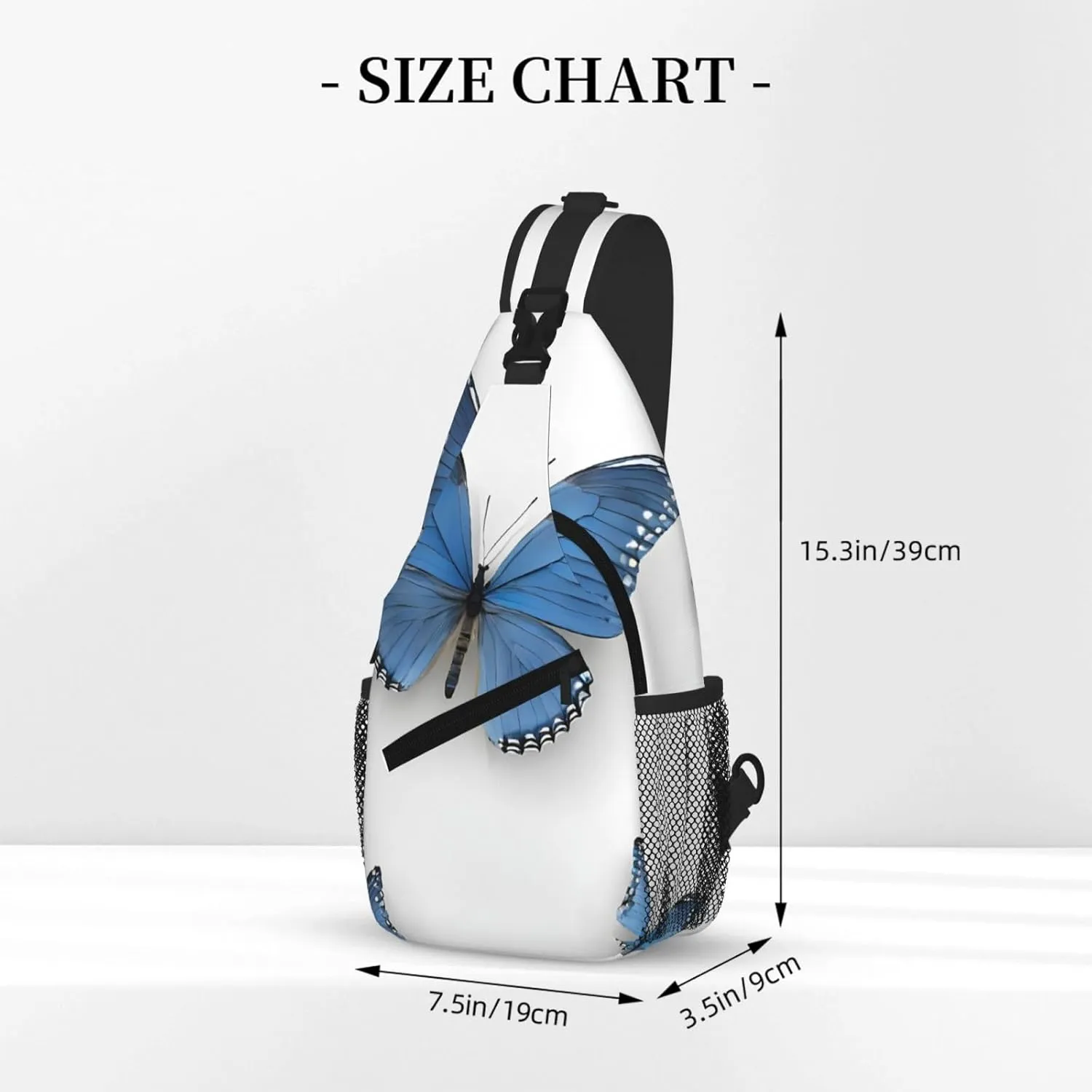 Blue Butterfly On Blossom Flower Print Cross Chest Bag Diagonally For Short-Distance Travel And Daily Use