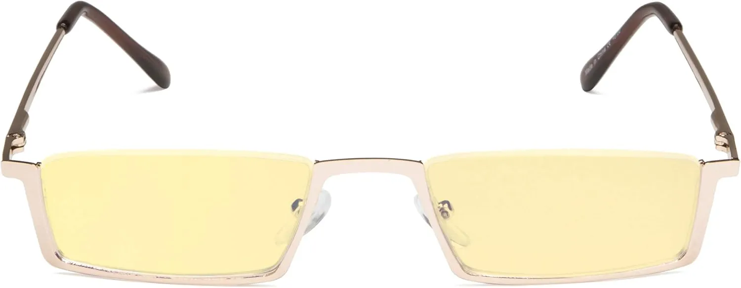 Blue Light Blocking Computer Reading Glasses - Half-rim Frame Yellow Tinted Lens