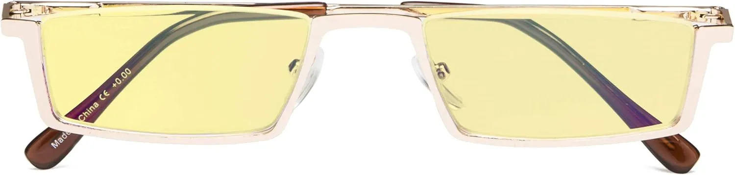 Blue Light Blocking Computer Reading Glasses - Half-rim Frame Yellow Tinted Lens