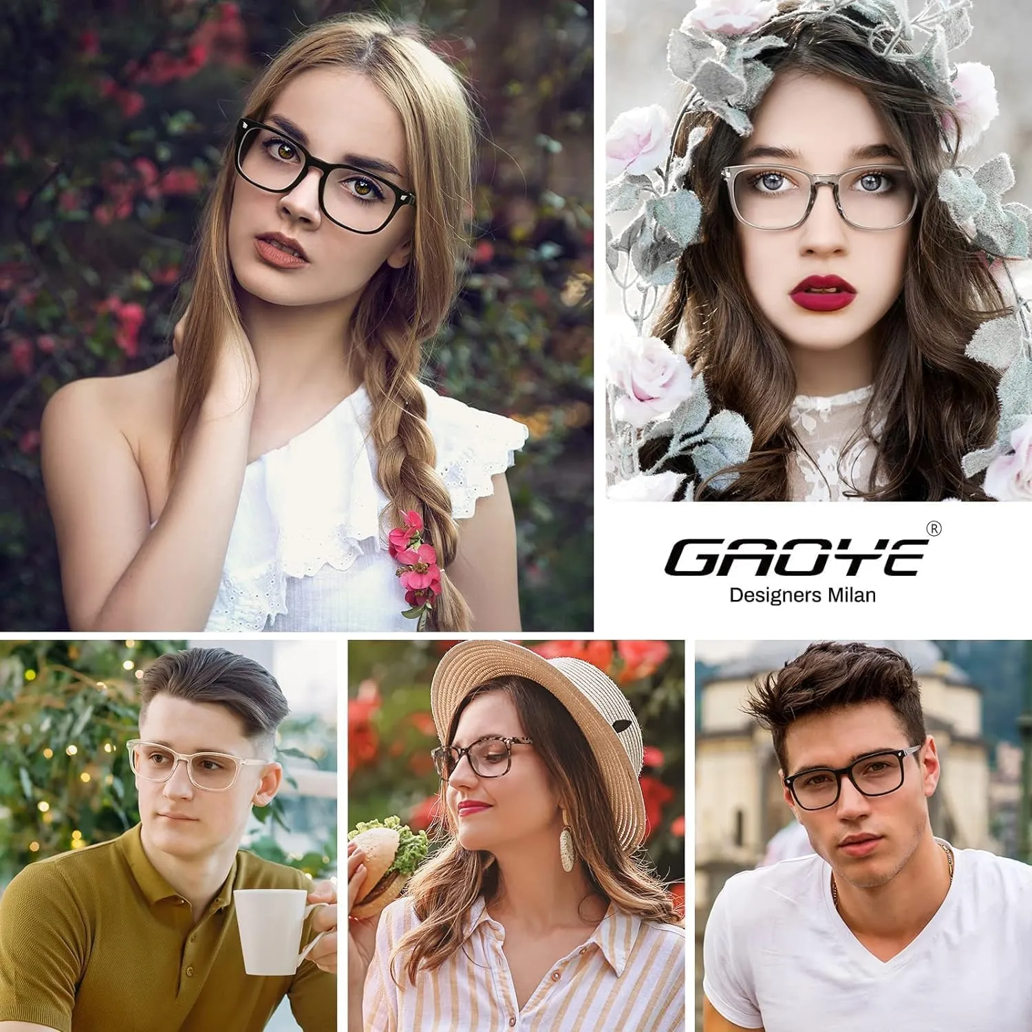 Blue Light Blocking Glasses - Fashion Square Fake Eyeglasses, Anti UV Ray Computer Gaming Glasses Blue Blockers for Women/Men