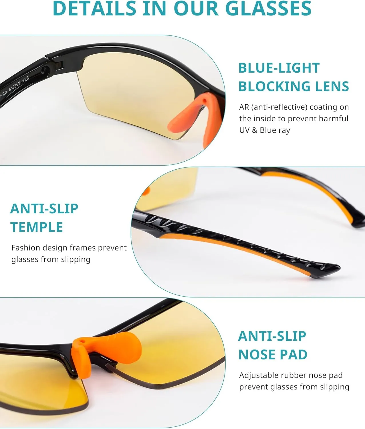 Blue Light Blocking Glasses for Men & Women, UV Protection, Blue Ray Screen Filter, Anti-Glare Coating