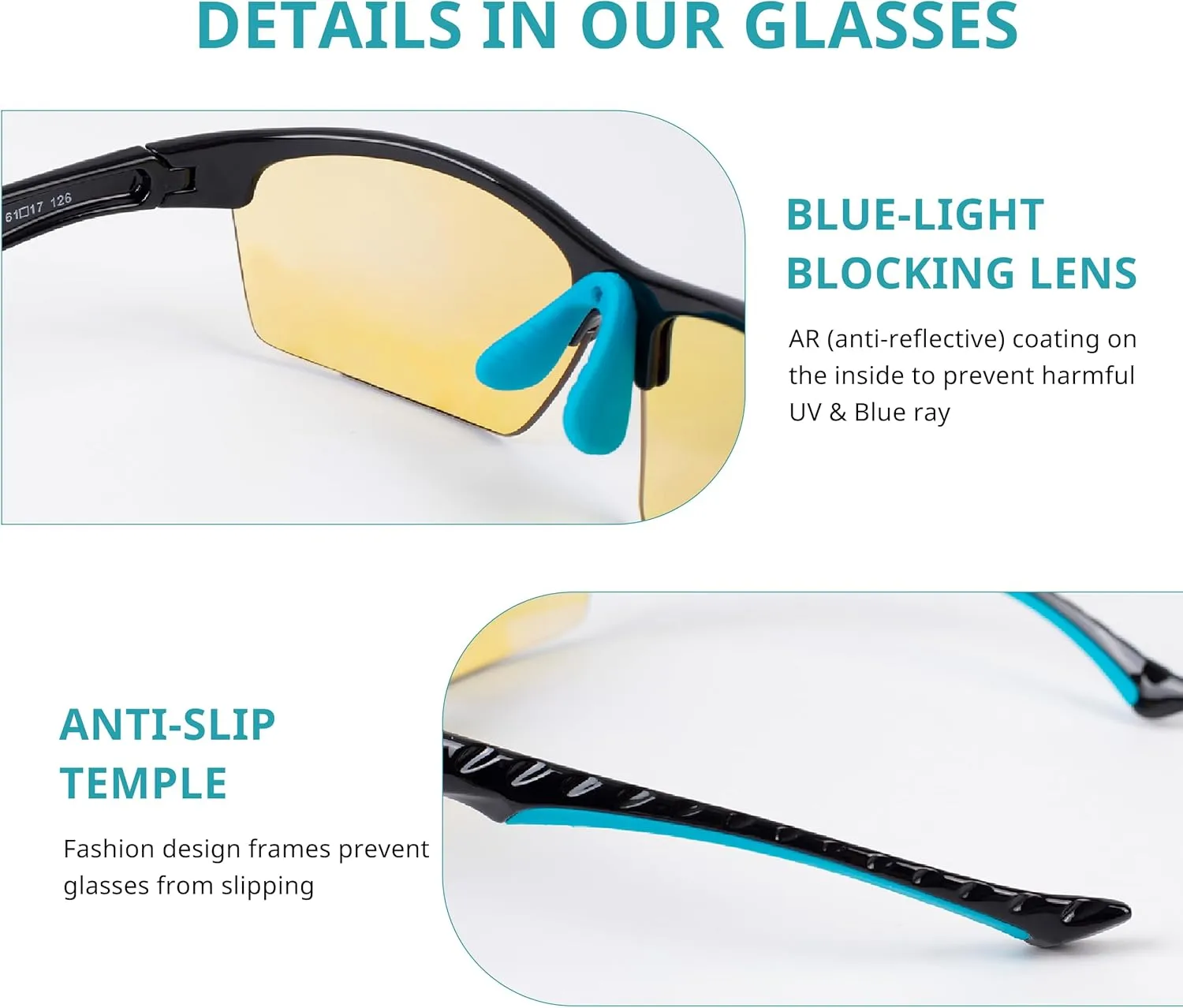 Blue Light Blocking Glasses for Men & Women, UV Protection, Blue Ray Screen Filter, Anti-Glare Coating