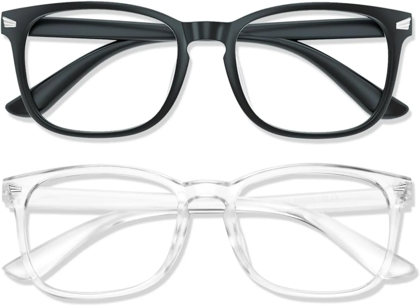 Blue Light Glasses for Woman Men | 99% Blue Light Blocking Glasses for Computer Gaming TV Phone Screen Square Frame | Anti Eyestrain & UV Glare Protection - 2 Pair