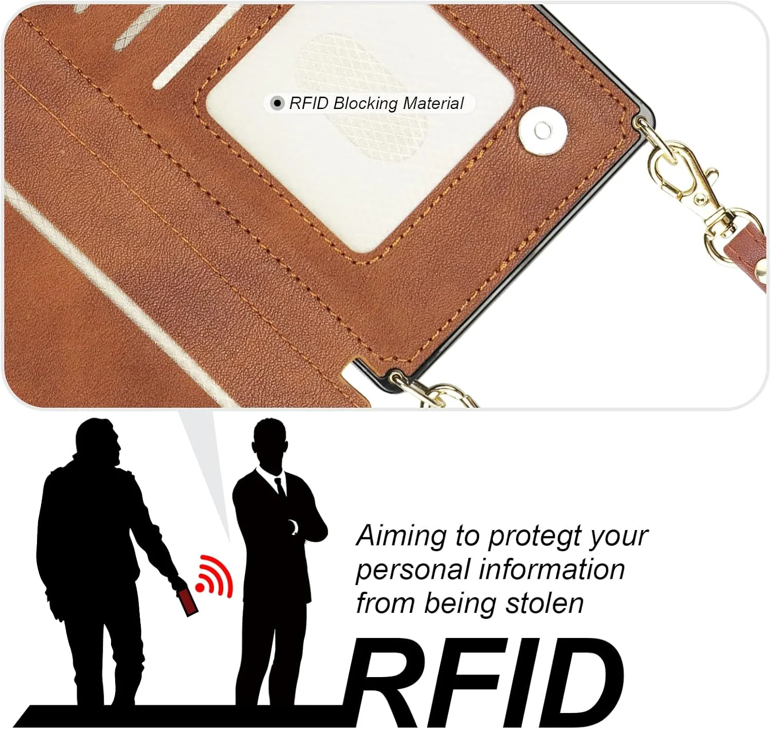 Bocasal Crossbody Wallet Case for iPhone 16 Plus with RFID Blocking Card Slot Holder, Magnetic Flip Folio Purse Case, PU Leather Zipper Handbag with Detachable Lanyard Strap 6.7 Inch 5G (Brown)