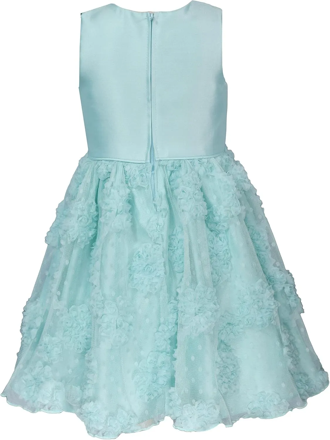 Bonnie Jean Girls 4-16 Aqua Mikado Bonaz Mesh Bow Dress