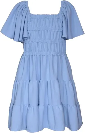 Bonnie Jean Girls Size 7-16 Smocked Bodice Tiered Tie Back Dress
