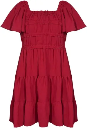 Bonnie Jean Girls Size 7-16 Smocked Bodice Tiered Tie Back Dress
