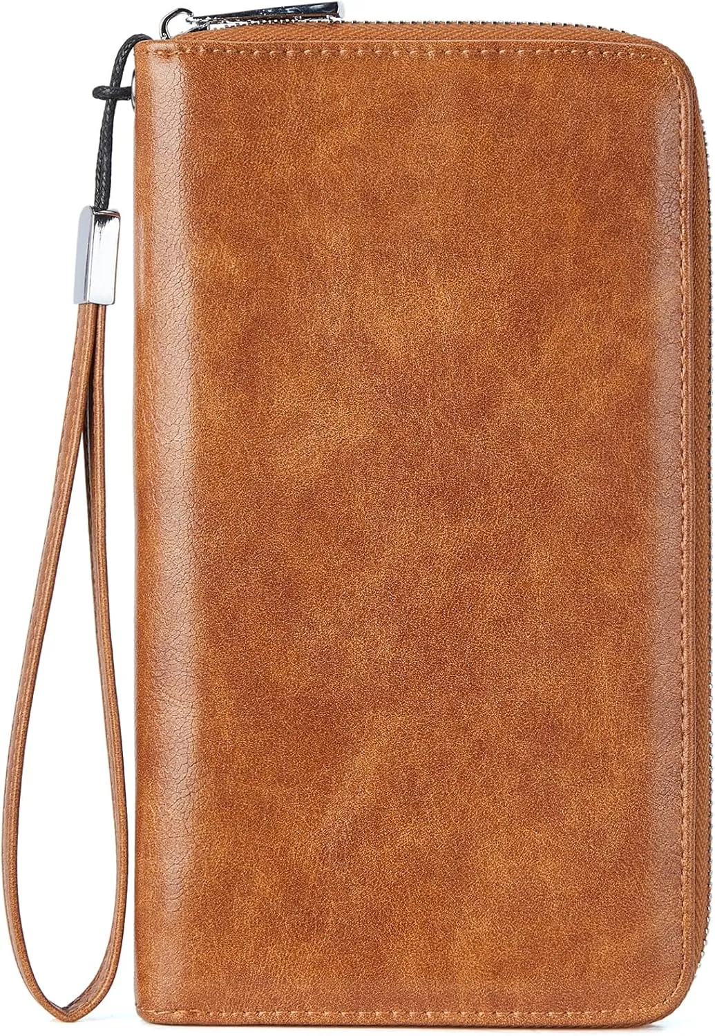 BOSTANTEN Leather Wallet for Women RFID Blocking Zip Around Credit Cards Holder Phone Clutch Brown