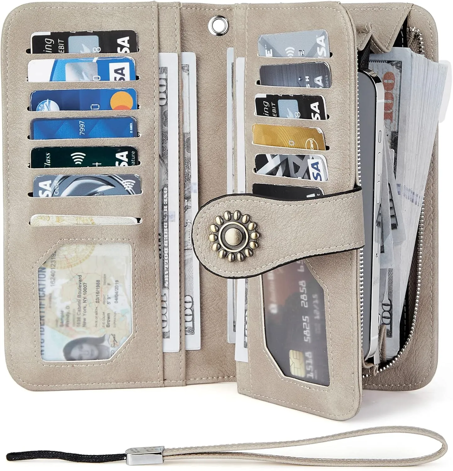 BOSTANTEN Leather Wallet for Women RFID Blocking Zip Around Credit Cards Holder Phone Clutch