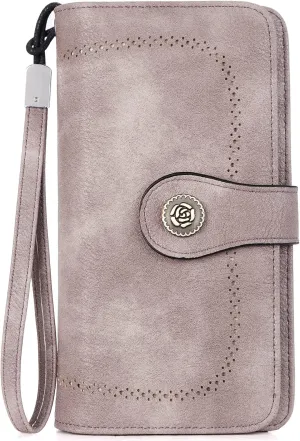 BOSTANTEN Leather Wallet for Women RFID Blocking Zip Around Credit Cards Holder Phone Clutch