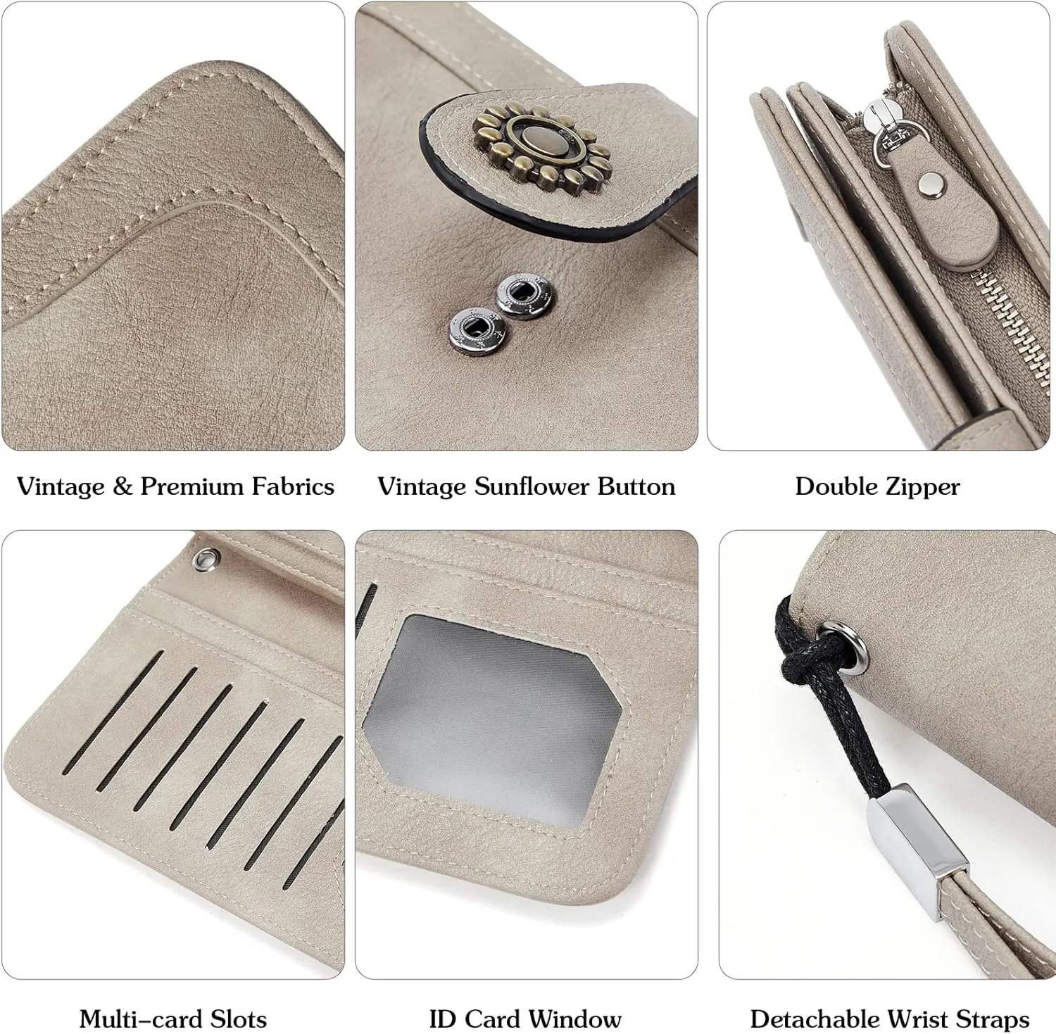 BOSTANTEN Leather Wallet for Women RFID Blocking Zip Around Credit Cards Holder Phone Clutch