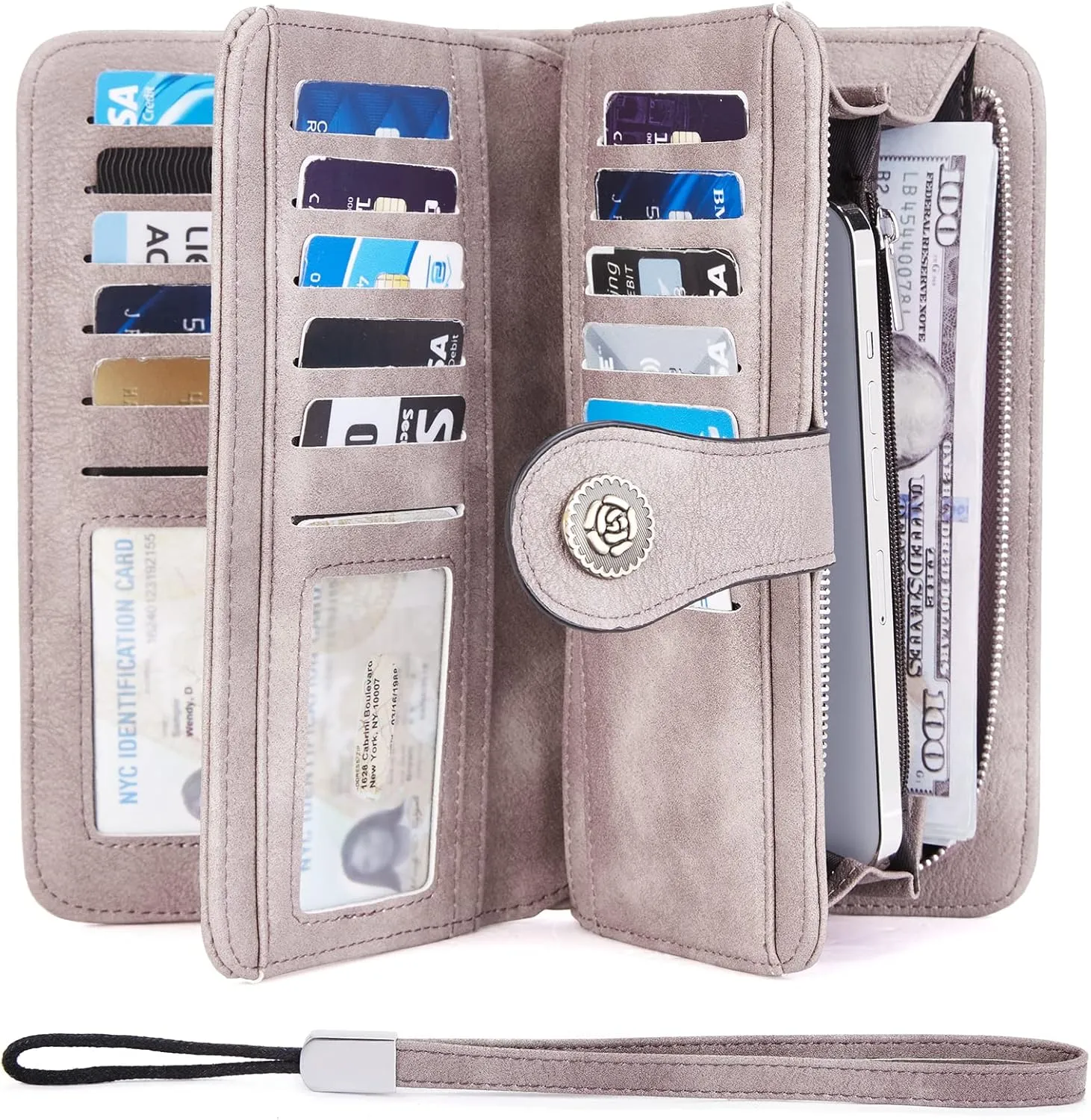BOSTANTEN Leather Wallet for Women RFID Blocking Zip Around Credit Cards Holder Phone Clutch