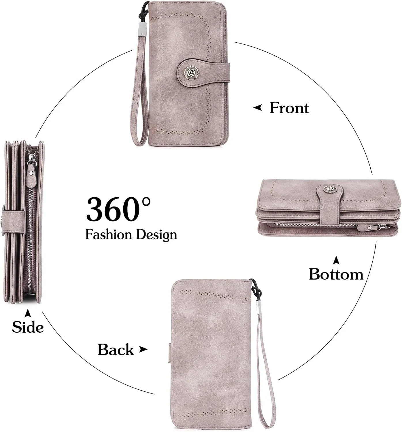 BOSTANTEN Leather Wallet for Women RFID Blocking Zip Around Credit Cards Holder Phone Clutch