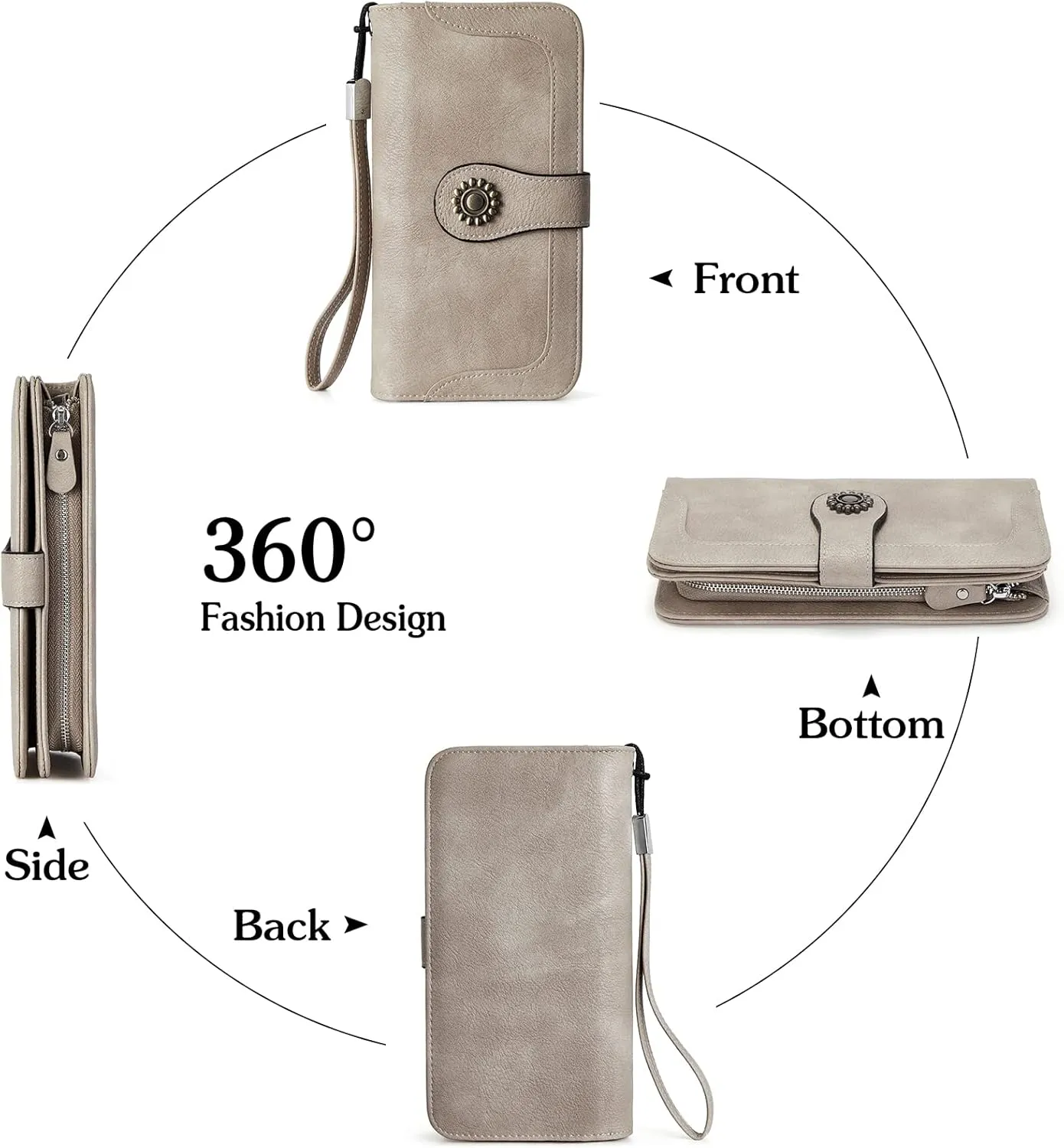 BOSTANTEN Leather Wallet for Women RFID Blocking Zip Around Credit Cards Holder Phone Clutch